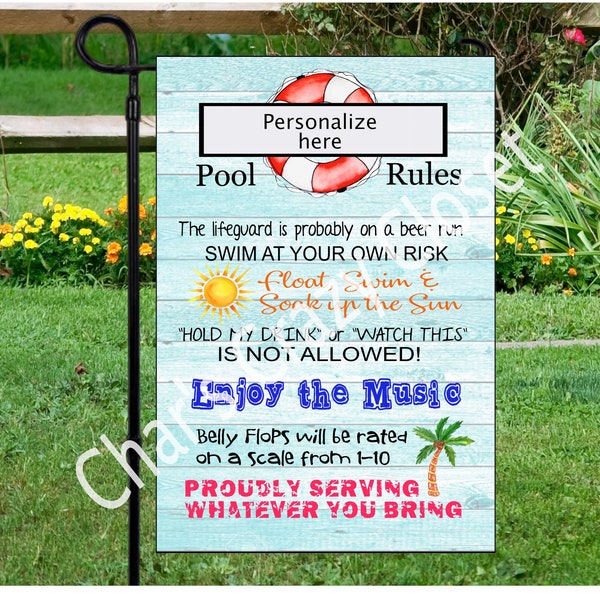 PeRSONALIZED BeER RuN POOL RuLES PNG GaRDEN FLaG DeSIGN, Instant Download, Sublimation Designs, Digital Art