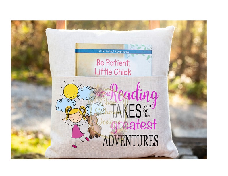 Girl Reading Takes on Greatest Adventures Book Pillow Design Etsy