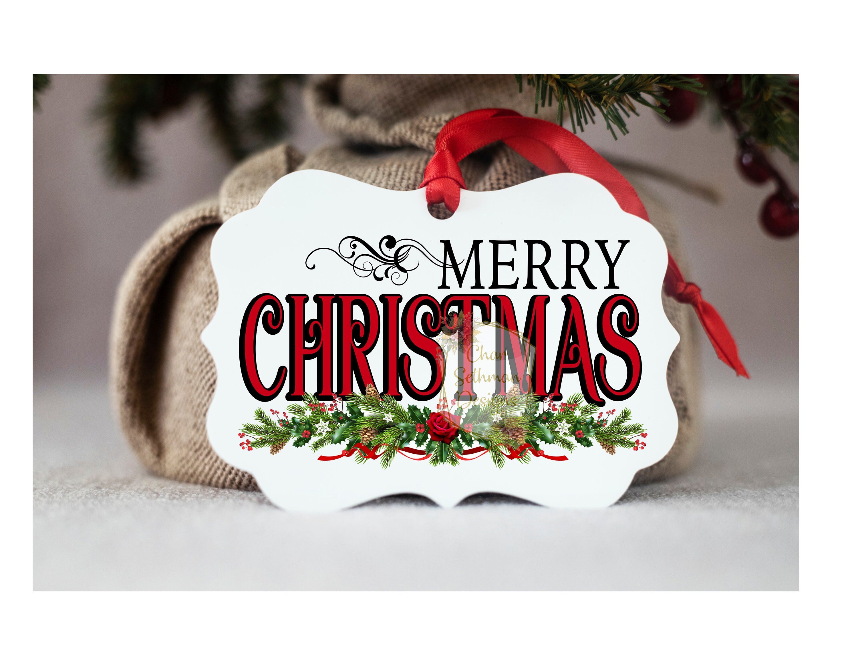 Merry Christmas Floral Swag INSTANT DOWNLOAD Sublimation PNG Etsy