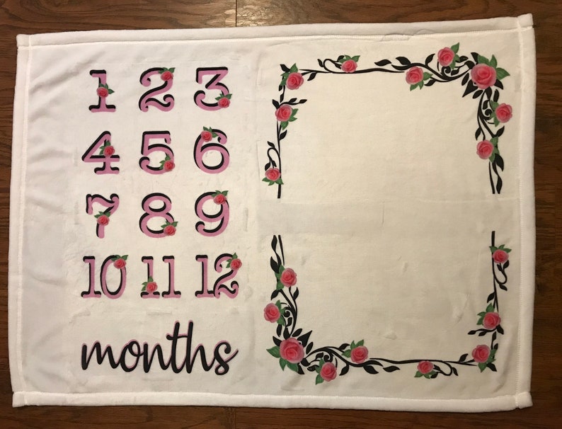 Girl Floral Milestone Blanket Sublimation Designs Digital Etsy