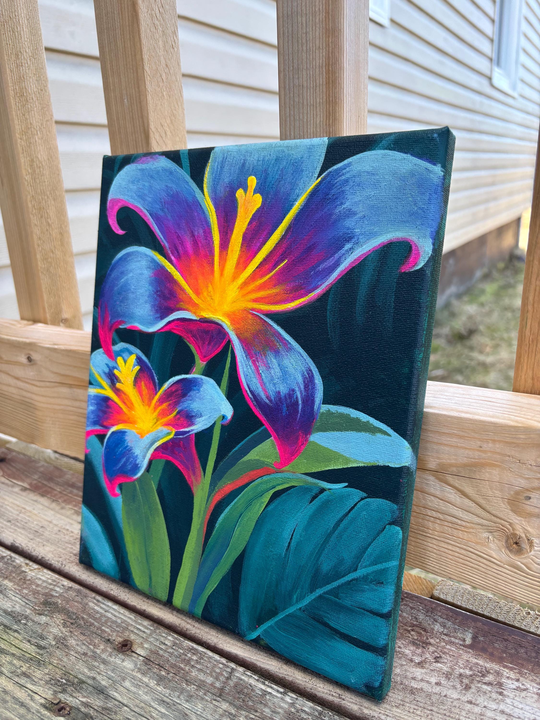 Lily Painting on 8x10 Stretched Canvas – Hand-painted Floral Art ...
