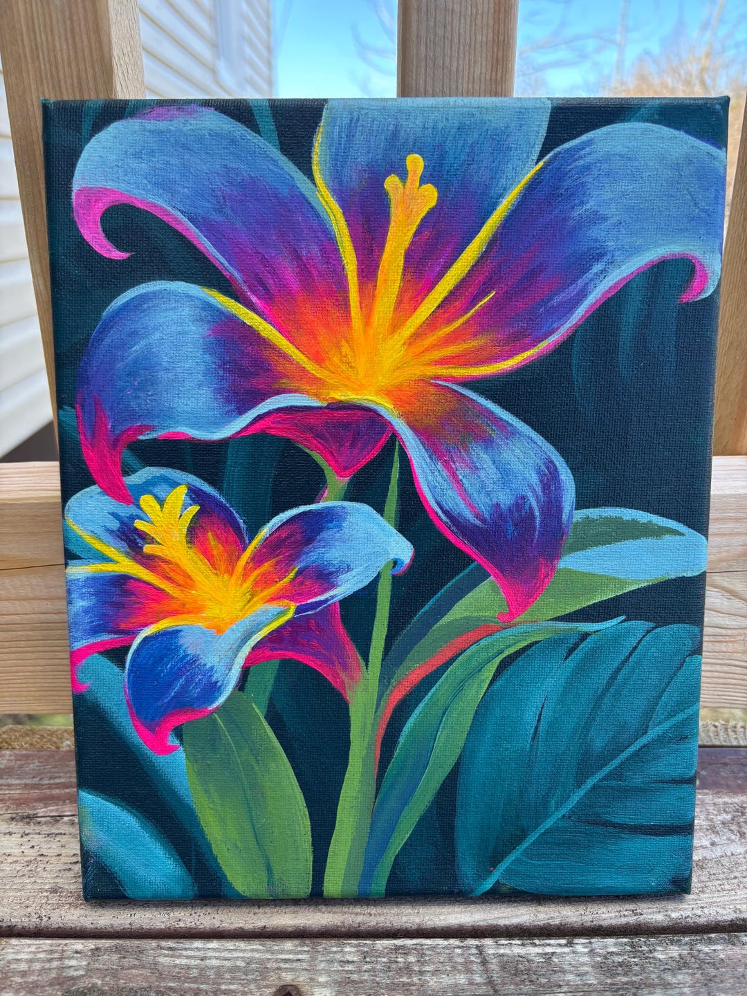 Lily Painting on 8x10 Stretched Canvas – Hand-painted Floral Art ...