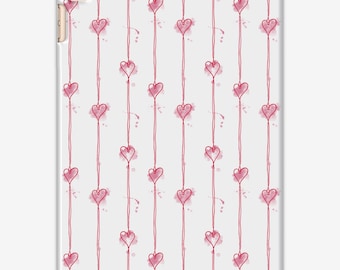 Funda para iPad con diseño de corazón rosa dibujado a mano – Diseño de ilustración protectora