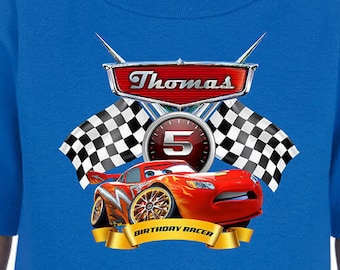 Disney Cars Lightning McQueen Birthday Shirt, Personalized Tee