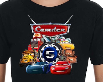 Personalized Cars 3 Birthday Shirt with Lightning McQueen and Friends design