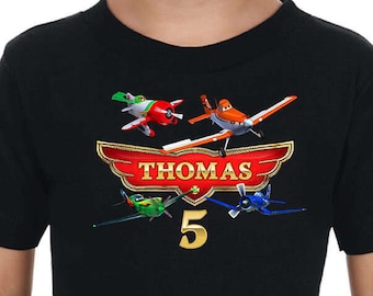 Custom Planes verjaardagsshirt, Fire and Rescue, gepersonaliseerd T-shirt