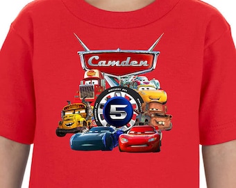 Personalized Cars 3 Birthday Shirt with Lightning McQueen and Friends