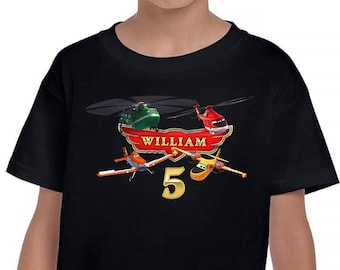 Verjaardagsshirt brandweervliegtuigen - Custom Party-T-shirt