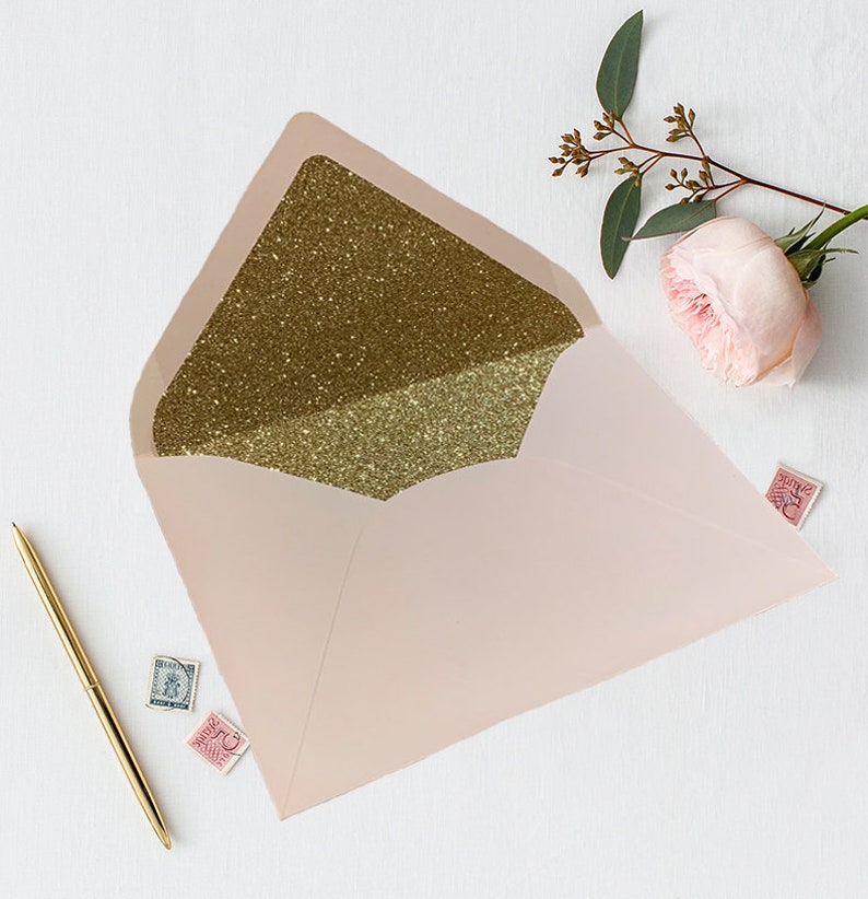 Blush Gold Glitter Lined Envelopes Glitter Liners 5x7 Etsy