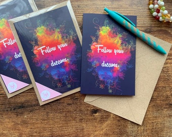Kaart Quote, Follow your dreams