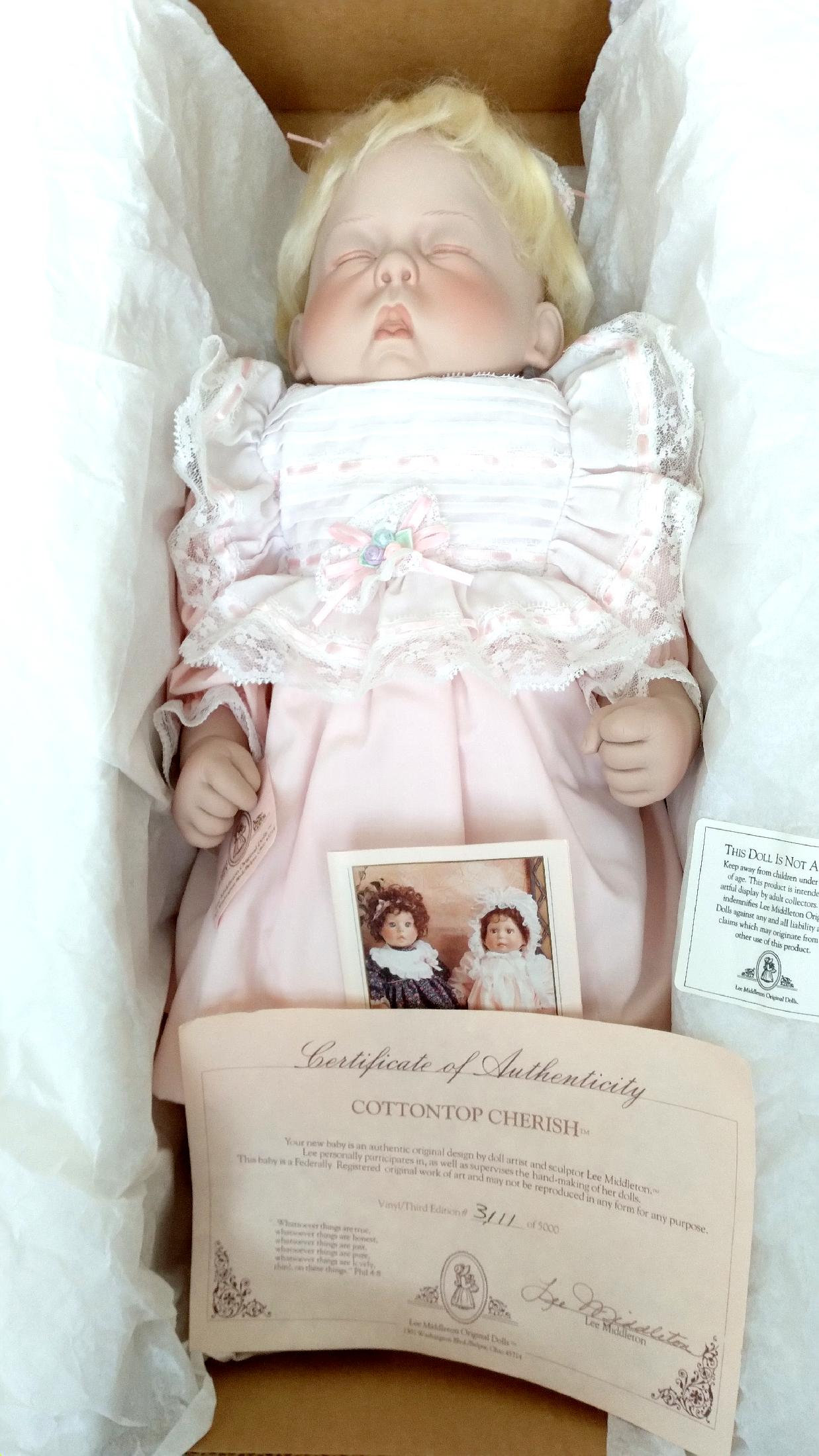 LEE MIDDLETON DOLL Vintage Cherish Cottontop 1987 Signed Never