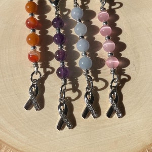 Cancer Awareness Keychains, Gift for Cancer Survivor, Breast cancer Keychain, Cancer Keychains with Ribbon Charms