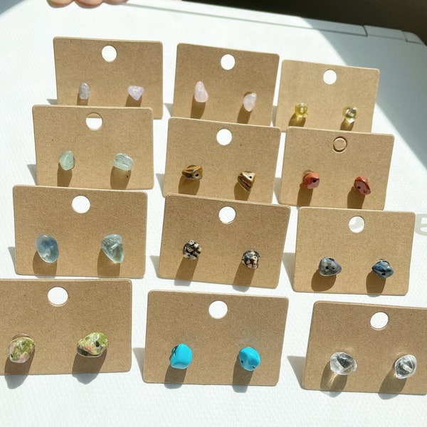 Crystal Chip Stud Earrings, Handmade Crystals Studs, Dainty Crystal Earrings, Genuine Gemstone Stud Earrings, Healing Crystal Studs
