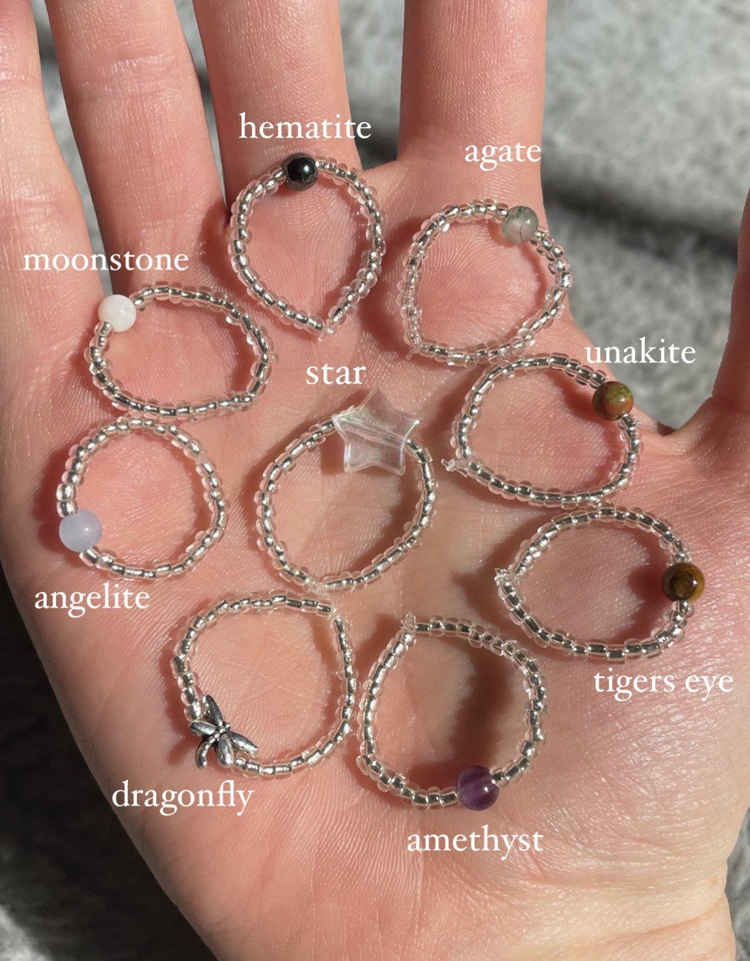 Crystal Beaded Rings Clear Seed Bead Rings With Accent - Etsy