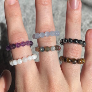 Crystal Beaded Rings, Waterproof Elastic Crystal Ring, Adjustable Dainty Crystal Elastic Rings, Crystal Stretch Ring