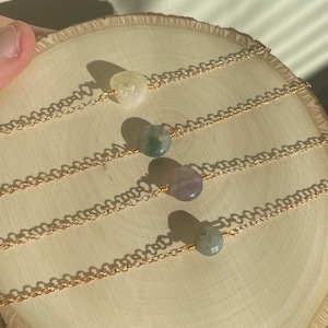 14k Gold Filled Dainty Assorted Gemstone Necklaces, 14, 16, 18 inch Elegant Crystal Necklace for Layering, Minimalist Gemstone Choker, gift