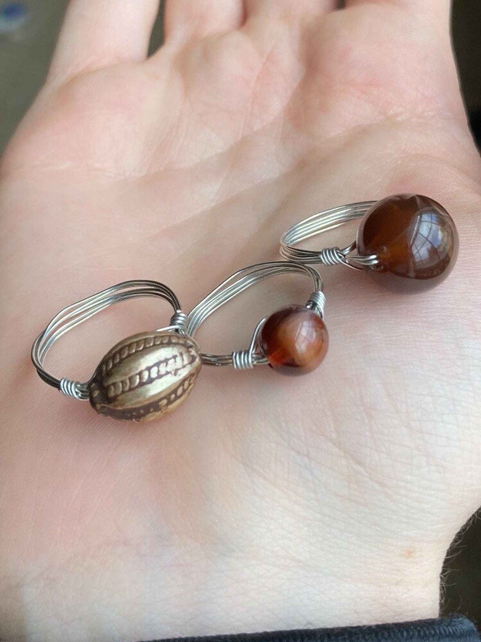 Upcycled Antique Bead Rings Recycled Glass Wire Rings Unique | Etsy