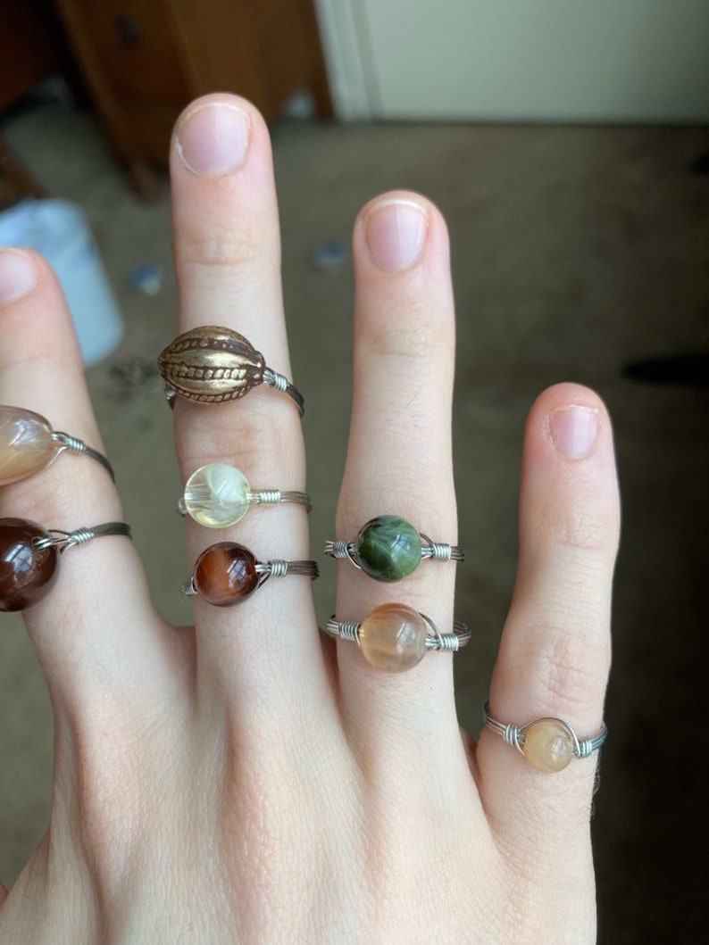 Upcycled Antique Bead Rings Recycled Glass Wire Rings Unique - Etsy