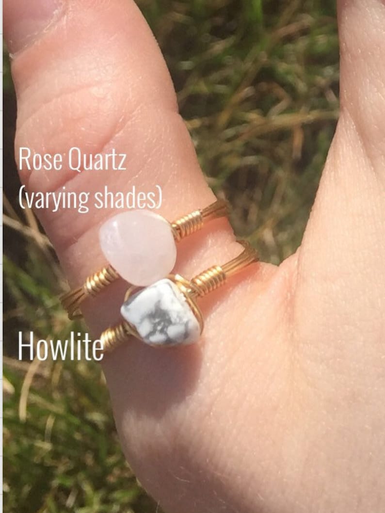 Crystal Rings Crystal Wire Rings Wire Wrapped Gemstone - Etsy