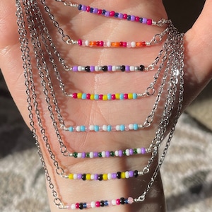 Pride Flag Necklace, 14, 16, 18 inch LGBTQ+ Beaded Flag necklace, Subtle Pride Jewelry, Pride Flag Necklaces