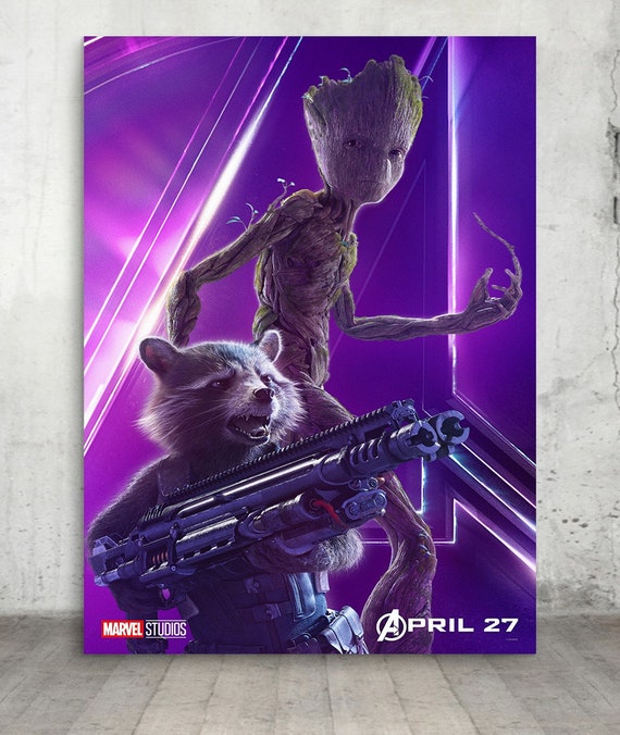 Opname graan Zaklampen Marvels Avengers Groot & Rocket Infinity War Movie Poster - Etsy Norway