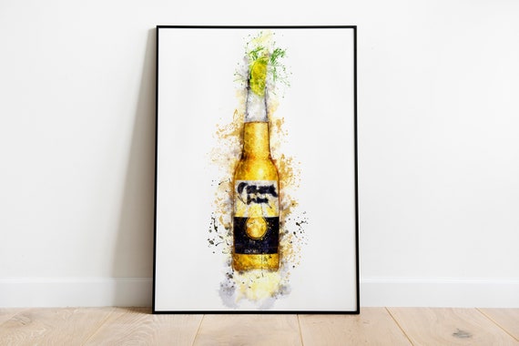 Watercolour Splash Beer Bottle Print 2020 Wall Art A4 A3 A2 - Beer Wall Artwork Watercolour Splash Beer Bottle Print 2020 Wall Art A4 A3 A2 - Beer Wall Artwork