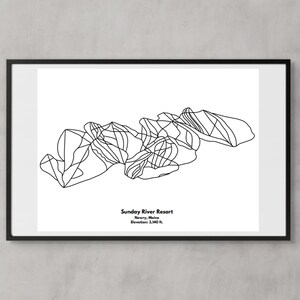 Sonntag River Resort Ski Loipe Karte Minimalistischer Druck - Digitaler Download