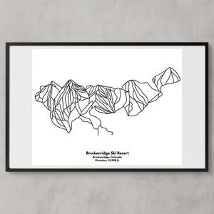 Breckenridge Resort Ski Loipe Karte Minimalistischer Druck - Digitaler Download