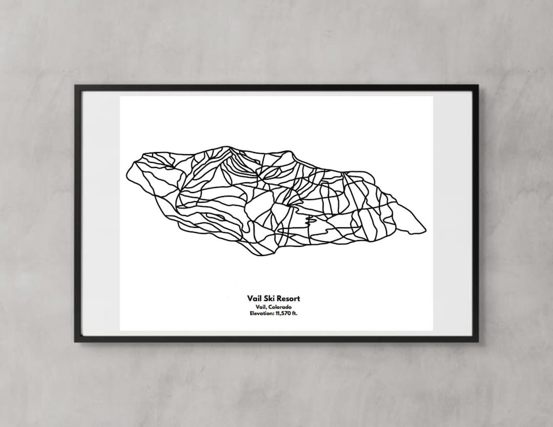 Vail Resort Ski Trail Map Minimalist Print - Digital Download - Etsy