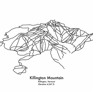 Killington Mountain Ski Trail Karte Minimalistischer Druck - Digitaler Download