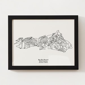 Big Sky Resort Skispur Karte Minimalistischer Kunstdruck - Druckbare digitale Datei