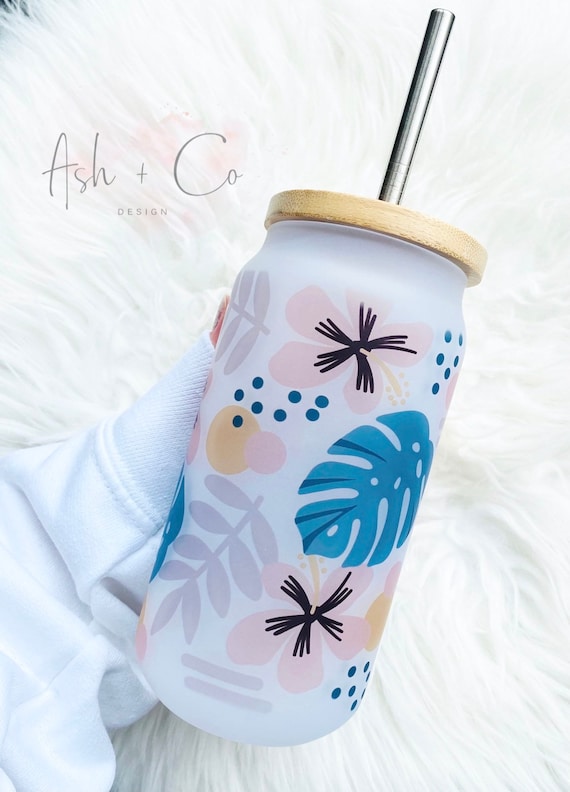 Cold Coffee Glass Coffee Lover Cups Iced Coffee Mugs Plant Etsy