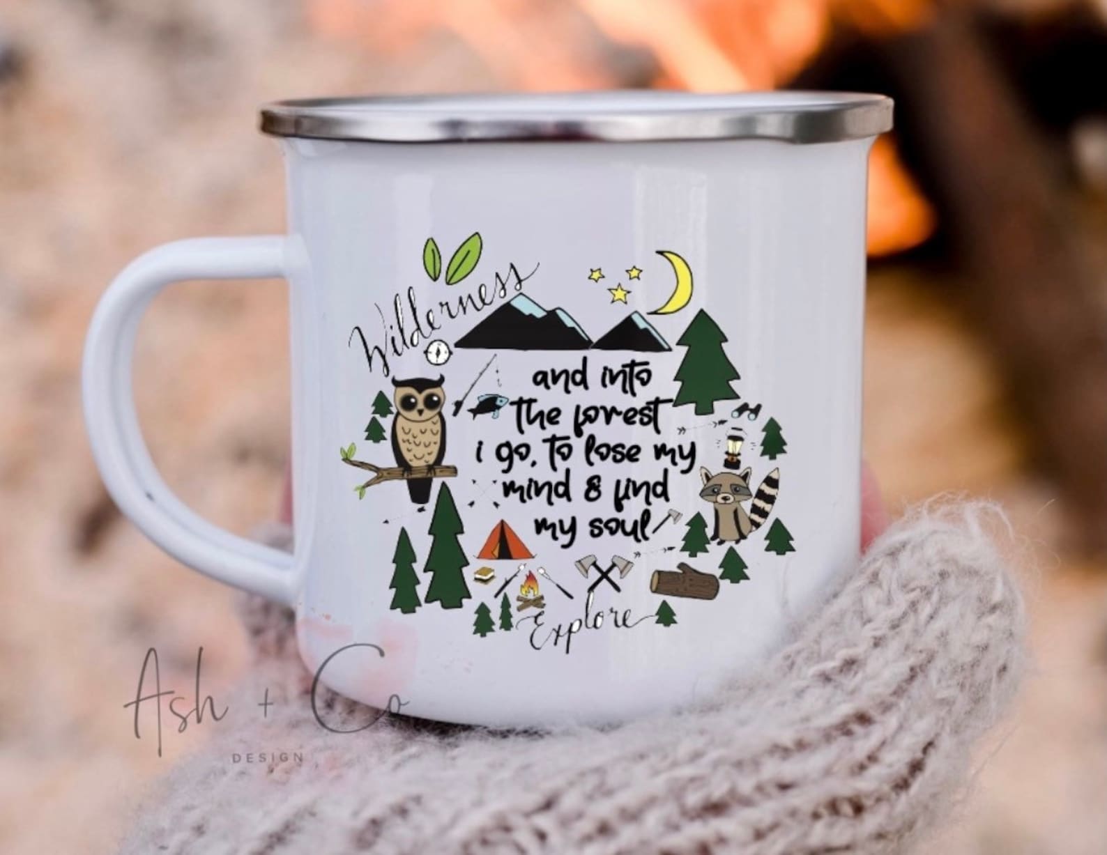 Camp Mug Camping Mug Enamel Camp Mug Into The Forest I Etsy