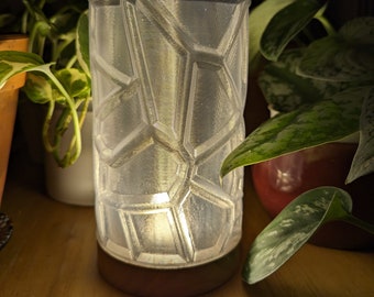 Voronoi 3D Printed LED Light with Wood Base