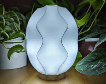 Coral 3D Printed LED Lamp with Wood Base