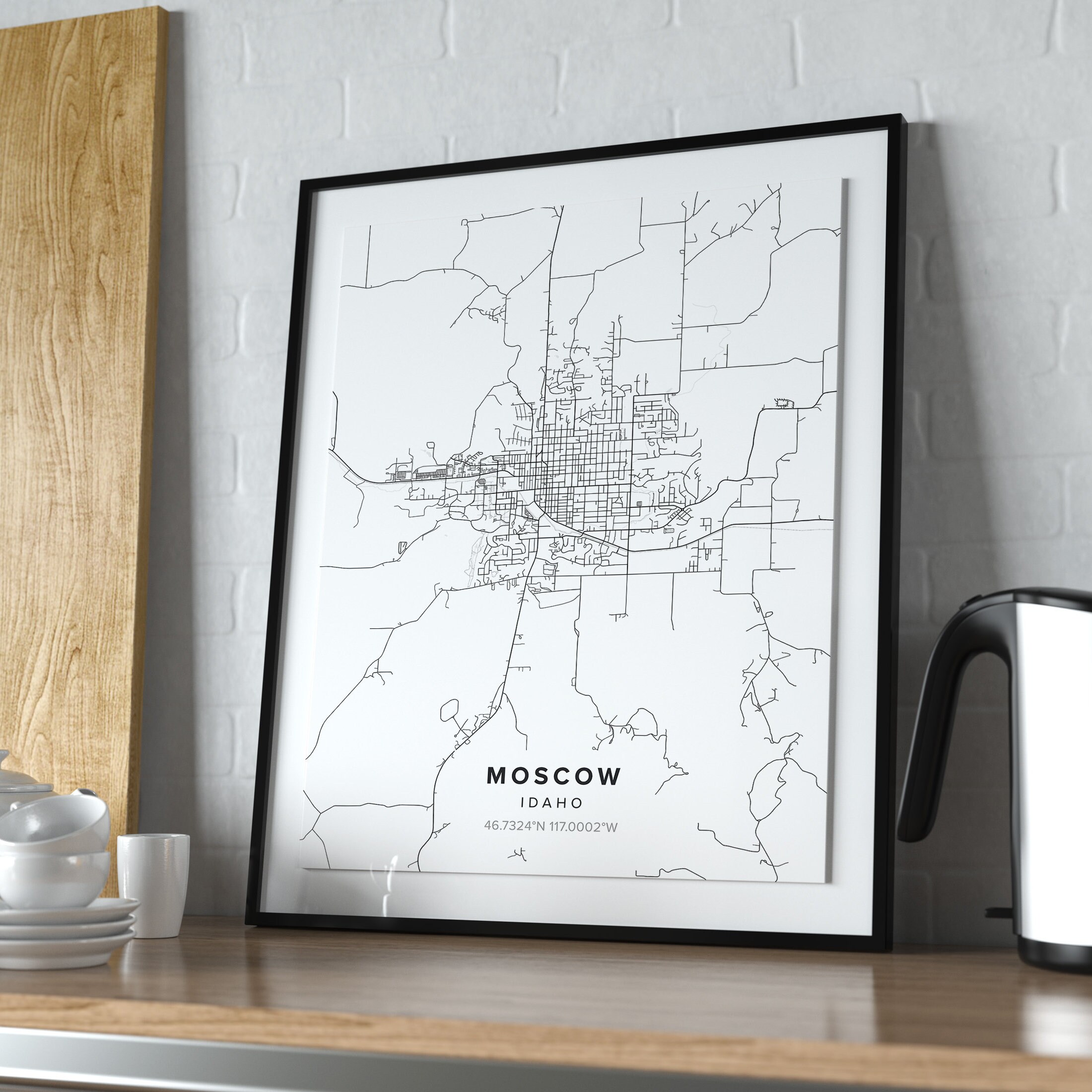 Moskau Idaho Karte Drucken Poster Moskau ID Wand Kunst Etsy