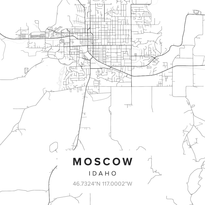Moscow Idaho Map Print Poster Moscow ID Wall Art Gift Etsy