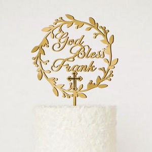 Baptism Cake Topper, Personalized Christening Cake Topper, God Bless Cake Topper, First Communion Cake Topper, Baptism Cake Decor Bild 1