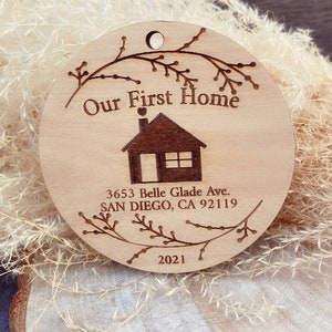 Personalized Wood First Home Ornament, New Home Keepsake