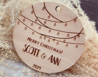 Personalized Wood Couple Ornament, First Christmas Together Gift