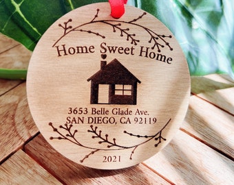 Personalized Alder Wood First Home Ornament, New Home Keepsake