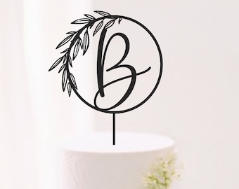Rustic Wooden Monogram Cake Topper, Wedding or Birthday