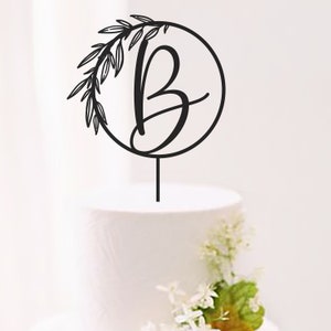 Rustic Wreath Monogram Cake Topper - Cake Toppers For Wedding - Personalized Wedding Cake Topper Name - Cake Topper Birthday