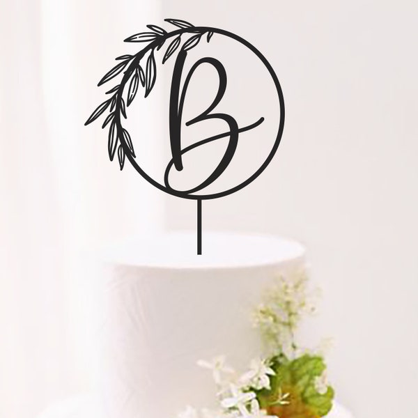 Couronne rustique monogramme de gâteau - décoration de gâteau pour mariage - nom de décoration de gâteau de mariage personnalisé - gâteau d'anniversaire