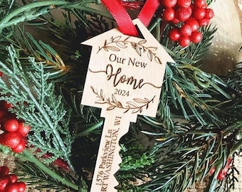 Personalized New Home Ornament 2024, Custom Alder Wood Keepsake