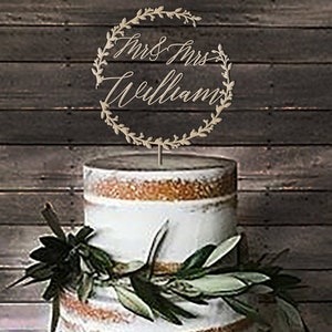 Mr & Mrs Rustic Wreath Cake Toppers For Wedding - Wedding Cake Topper Rustic - Personalized Wedding Cake Topper Name - Cake Topper Birthday