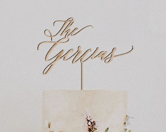 Custom Wood Script Wedding Cake Topper, Mr & Mrs