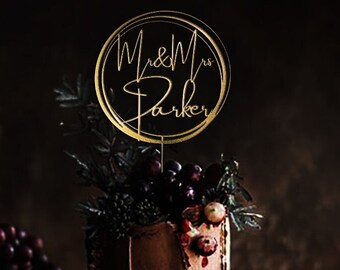 Personalized Mr & Mrs Wood Cake Topper, Rustic Wedding Decor