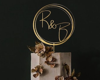 Personalized Initial Wedding Cake Topper, Rustic Mr & Mrs Decor