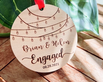 Personalized Our First Christmas Engaged Ornament . 2023 Engagement Ornament . Gift For Couple . Engagement Gift. Wood Engaged Ornament